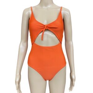 Aeropostale Tangerine Cut Out One Piece Swim Suit Size Small